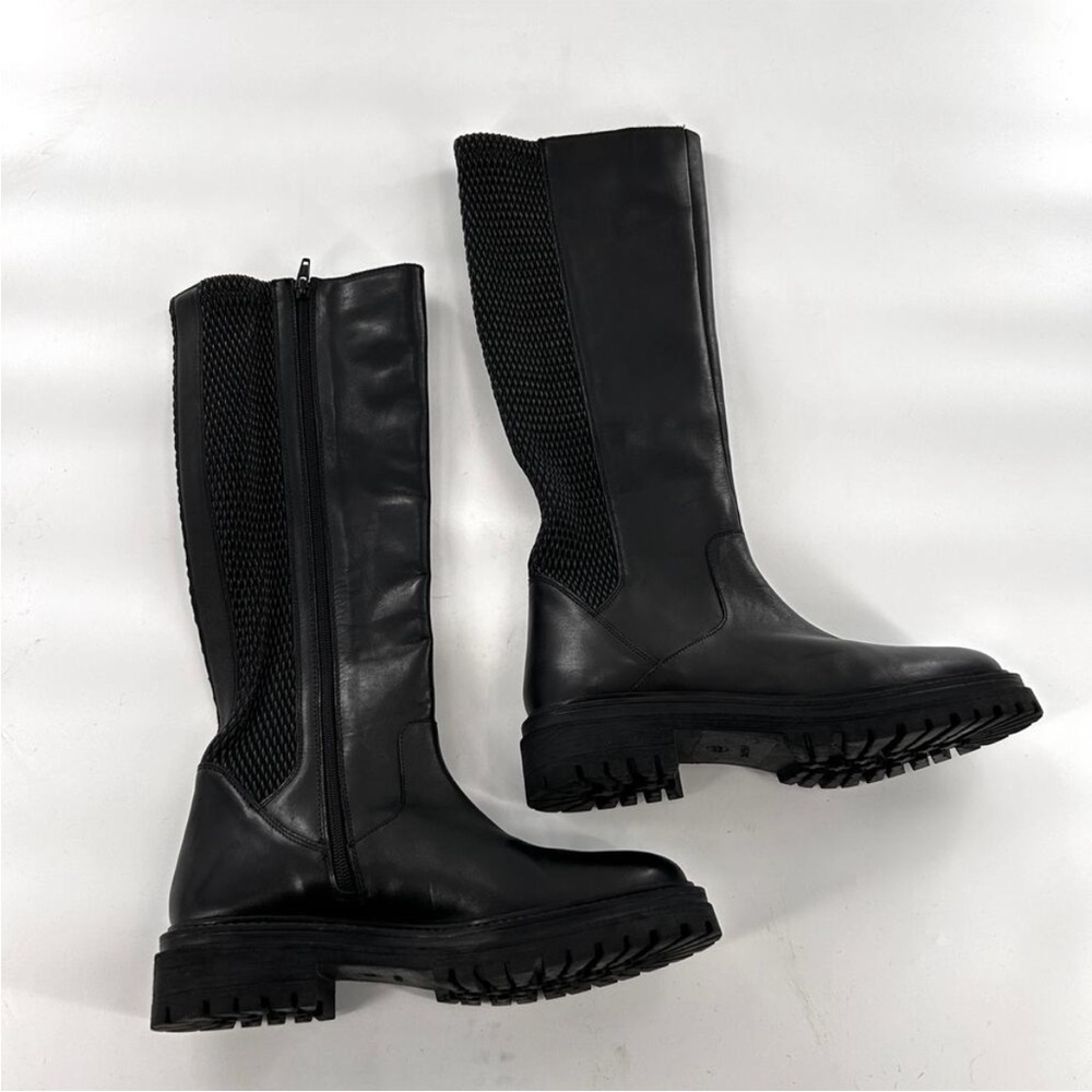 Geox Iridea Black Leather Lug Sole Boots Size 37 Women’s Designer Comfort - Picture 6 of 9